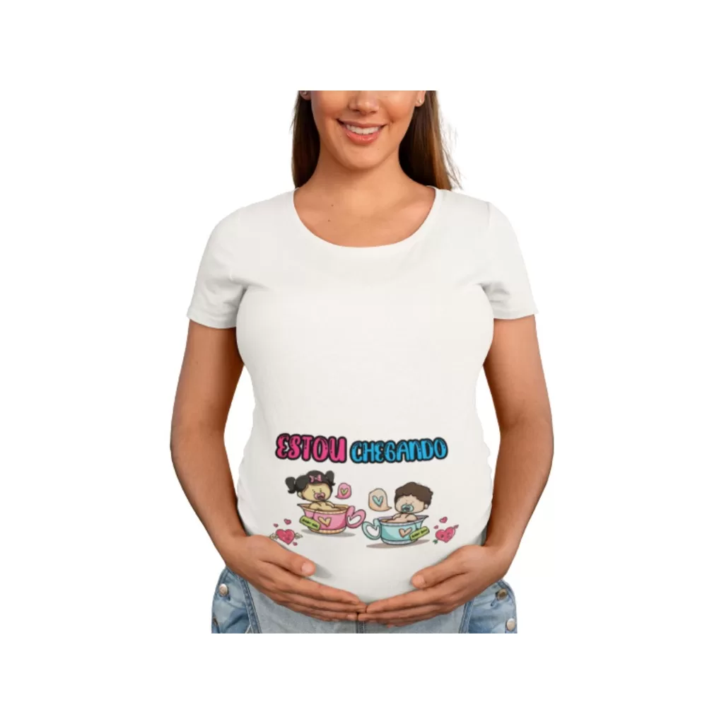 Camiseta Gestante Estou Chegando Papai Chá De Bebê Grávida