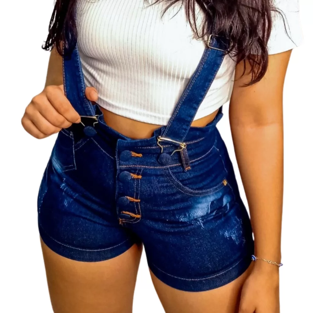 Salopete Jardineira Gringa Com Suspensorio Moda Blogueira Lycra