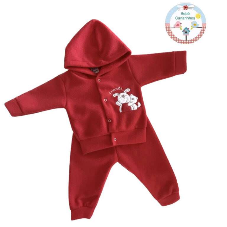 CONJUNTO SOFT CAPUZ BORDADO para Bebês Várias co