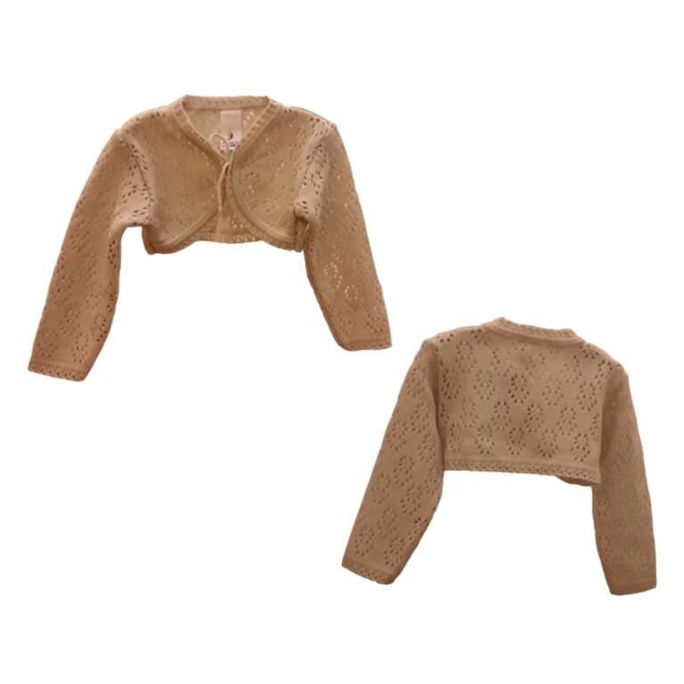 Bolero infantil manga longa. Em lã com trama de f