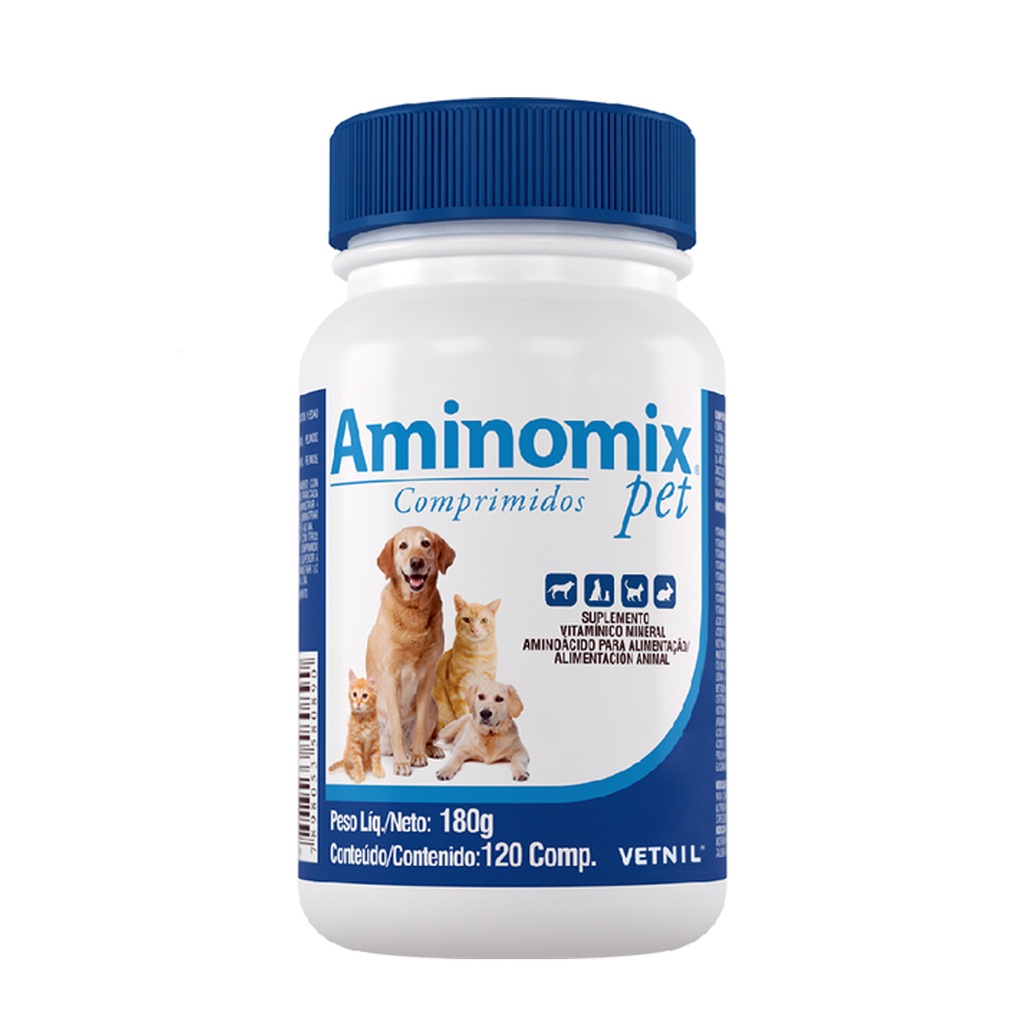 Aminomix Pet Suplemento Vitaminico Cães e Gatos 120comp.