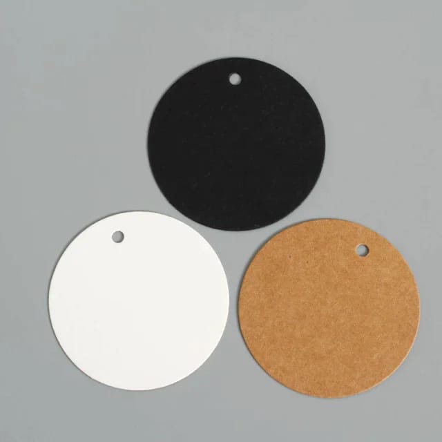 100 unid Tag (3,5×3,5cm) redonda papel Kraft 