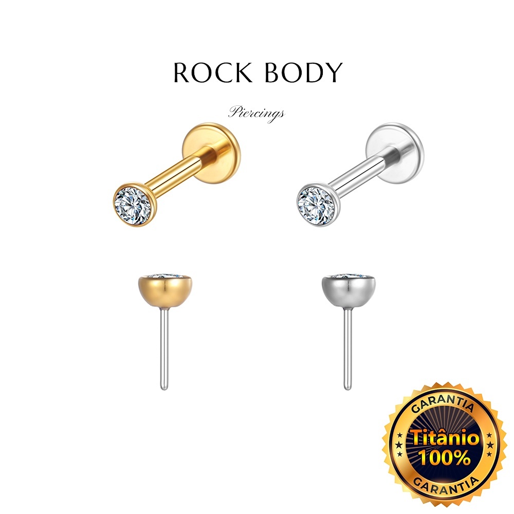 Piercing Labret Push Pin Titânio | Helix, Tragus, Conch, Nariz, Corrente Nariz Australiano Titanio T