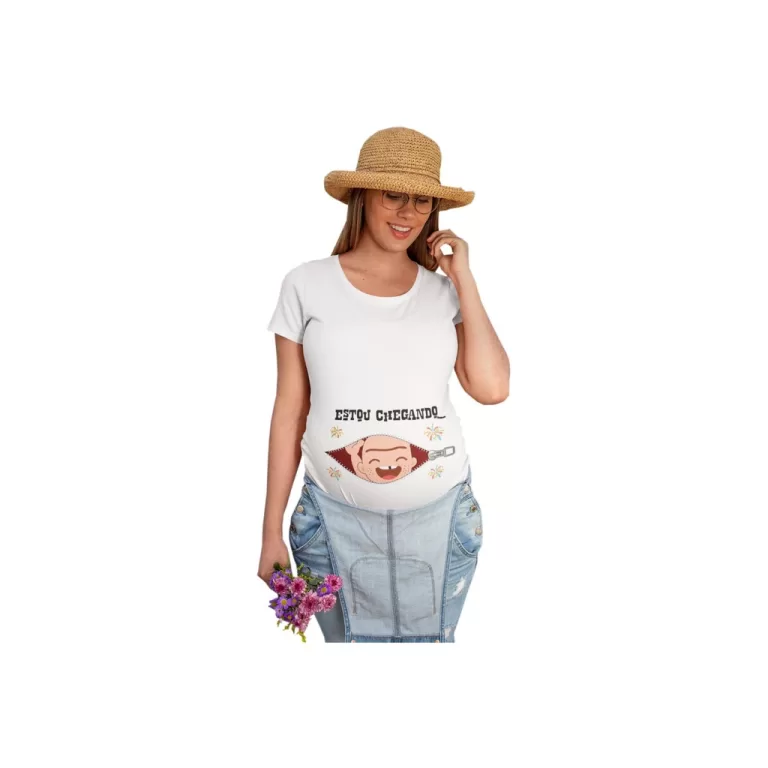 Bata Gestante Estou Chegando Grávida Bebê Festa 