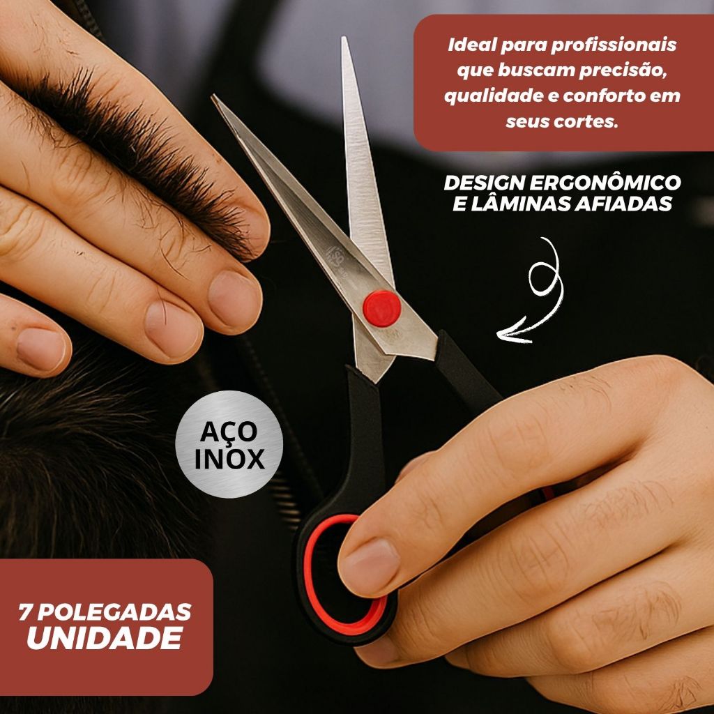 Tesoura de Cabelo 7 Corte Profissional Aço Inoxidável Precisão e Conforto Sq3279