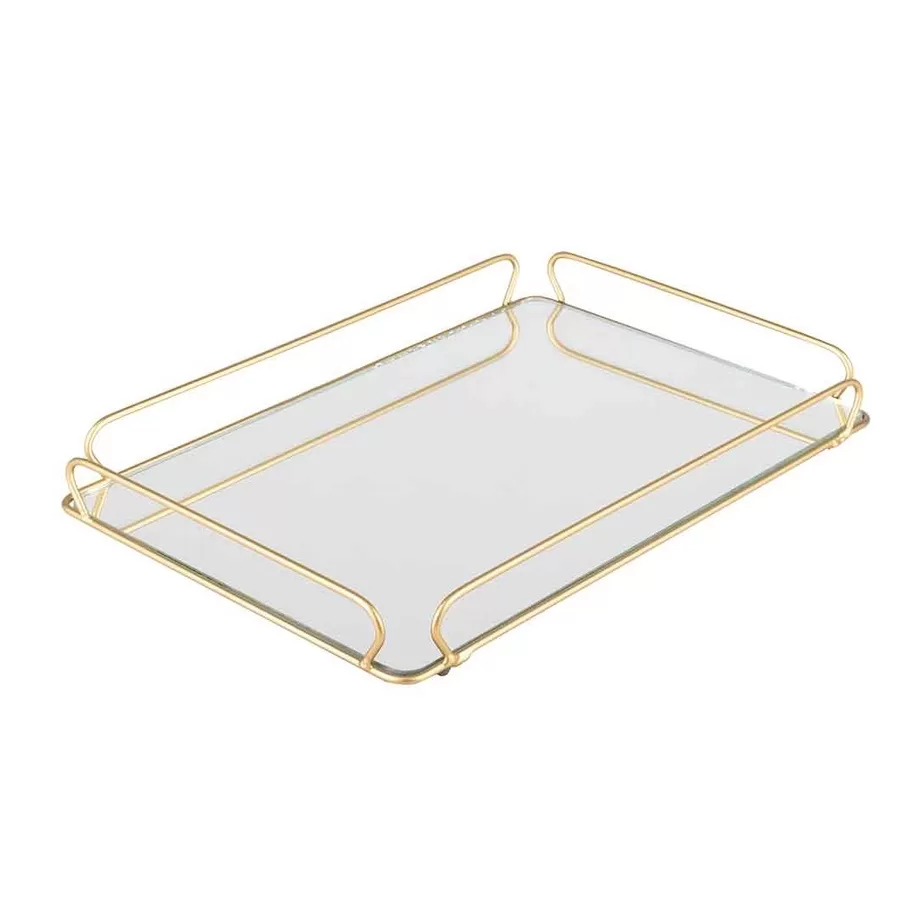 Bandeja Ana Decorativa Espelhada 20×30 Dourada