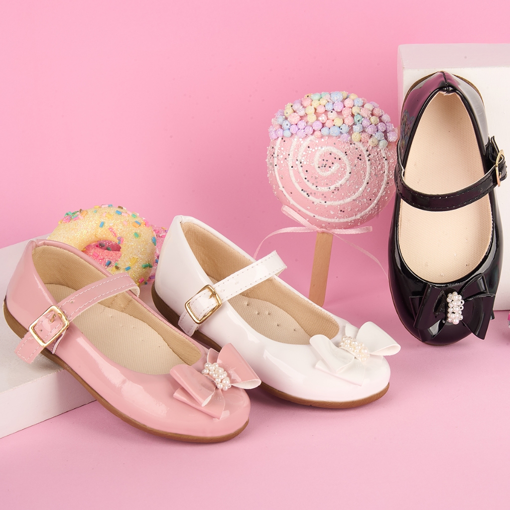 Sapatilha Infantil Menina Laço Pérola Feminina Conforto Leve Casual Festa Daminha De Honra Delicada