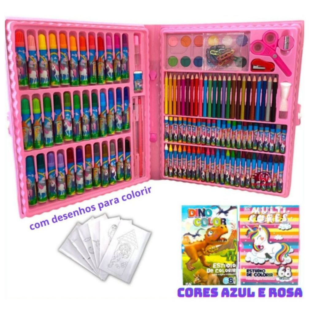Maleta De Pintura Estojo Infantil Canetinha Colorir Escolar