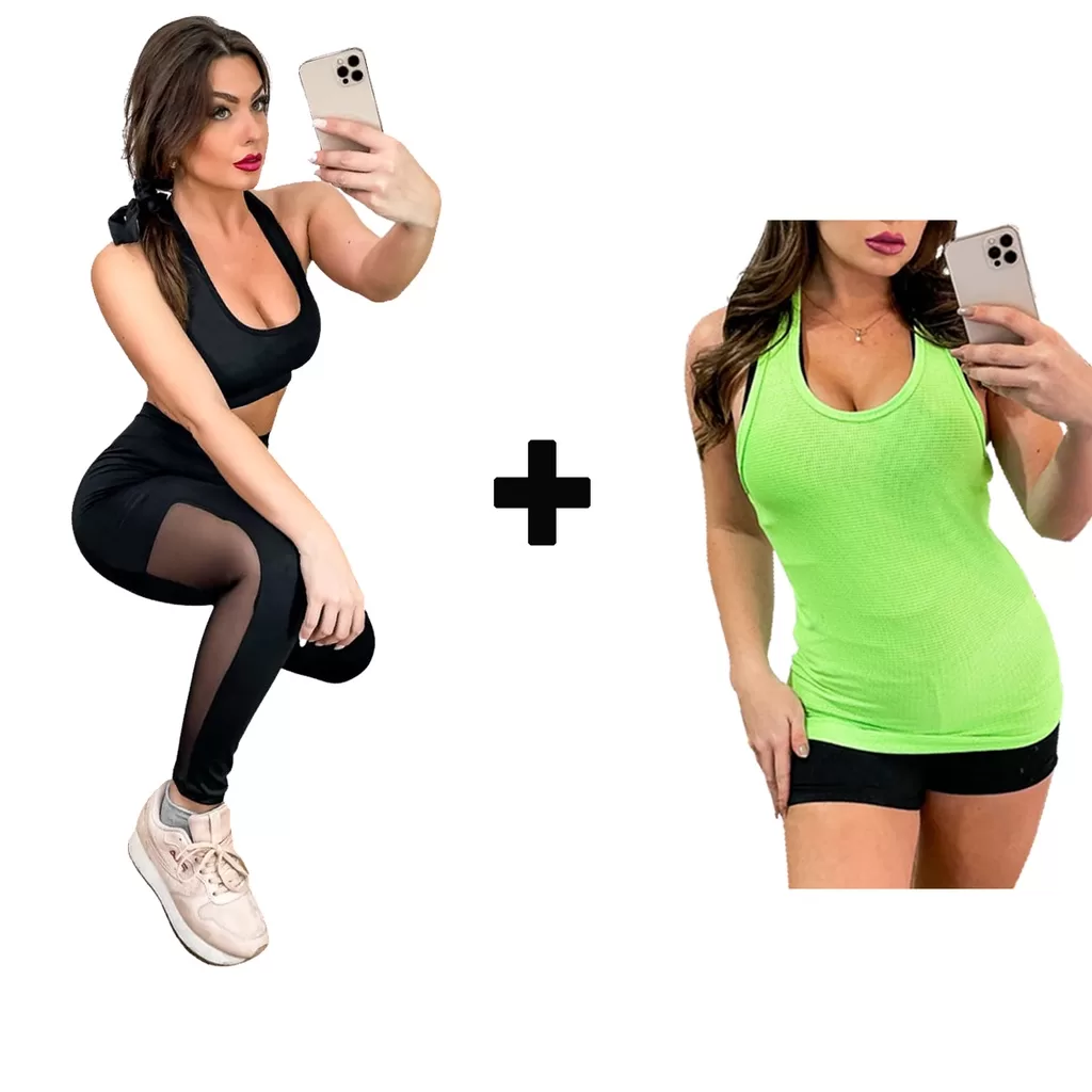 Kit Conjunto Calça e Top Legging Regata Roupas de Academia