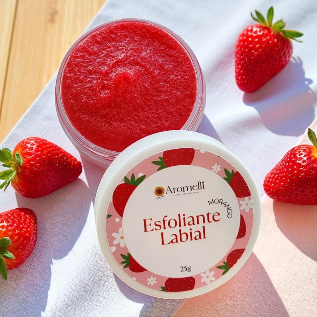 Esfoliante Labial Morango Lip Scrub – Vitamina E – Vegano / Spa Labial