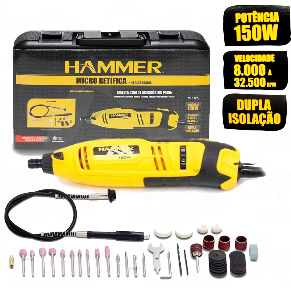 Micro Retifica Profissional Com 41 Acessórios + Maleta Resistente Profissional Reparos Entalhe TOP