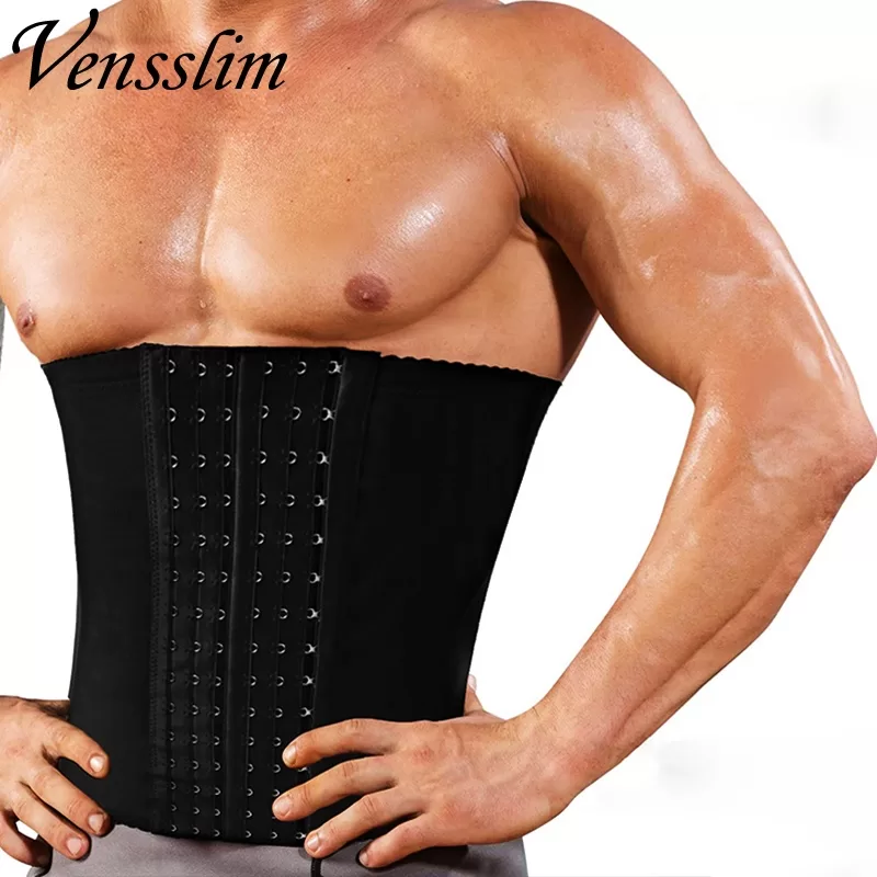 Homens Trainer Cintura Shapewear Shaper Do Corpo Modelagem Gordura Cinto Cinta De Compressão Com 6 G