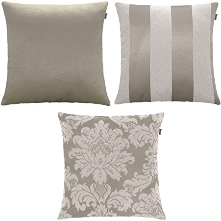 3 Almofadas Cheias Jacquard Capa Com Zíper (Sendo