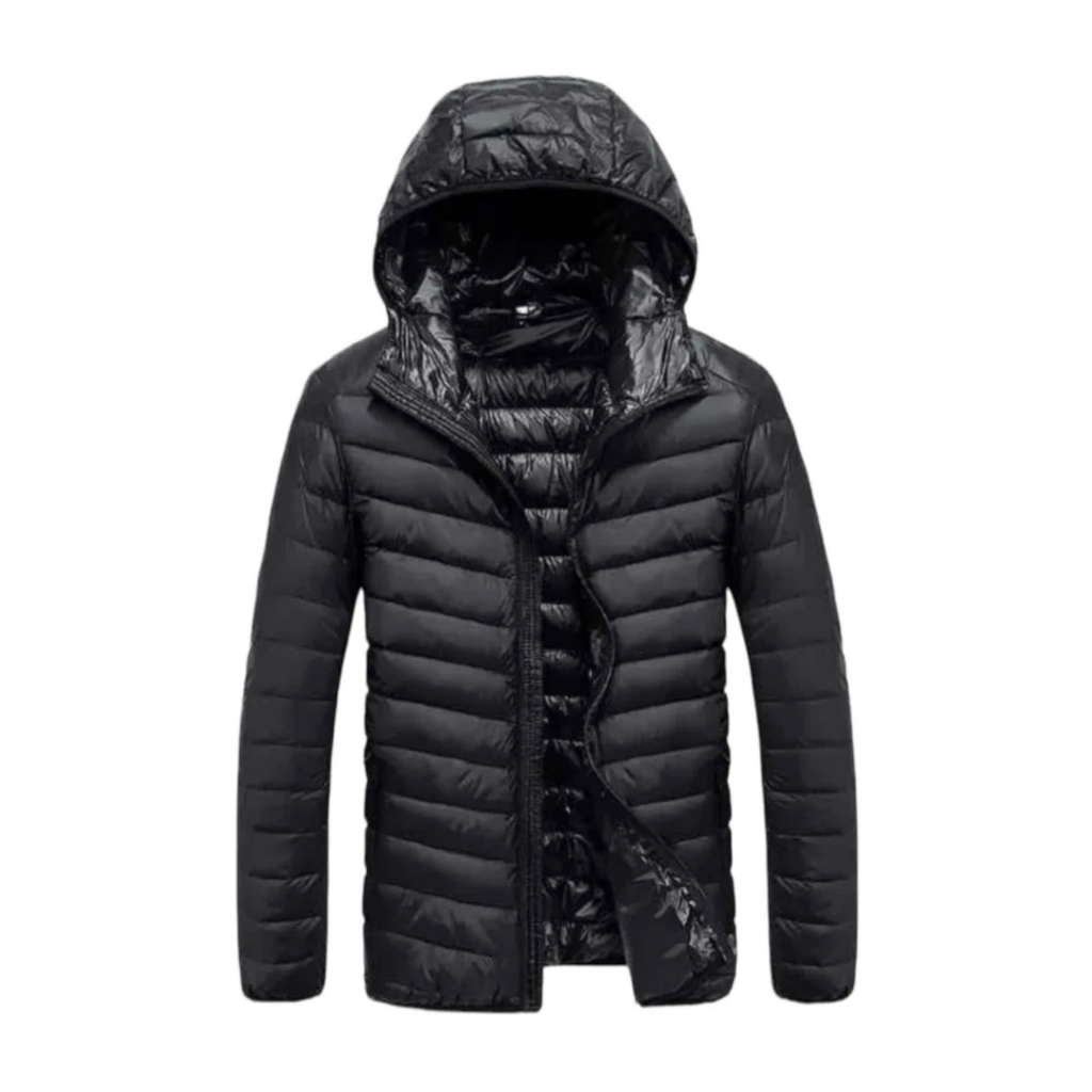 jaqueta Puffer Matelassê Masculina Capuz Removivel impermeável