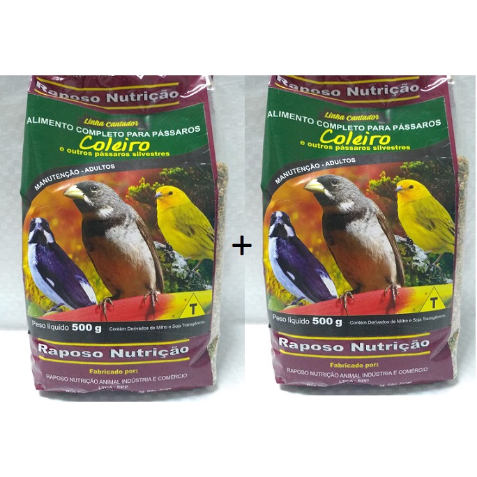 2 Ração Coleiro e outros Pássaros  500gr cada L