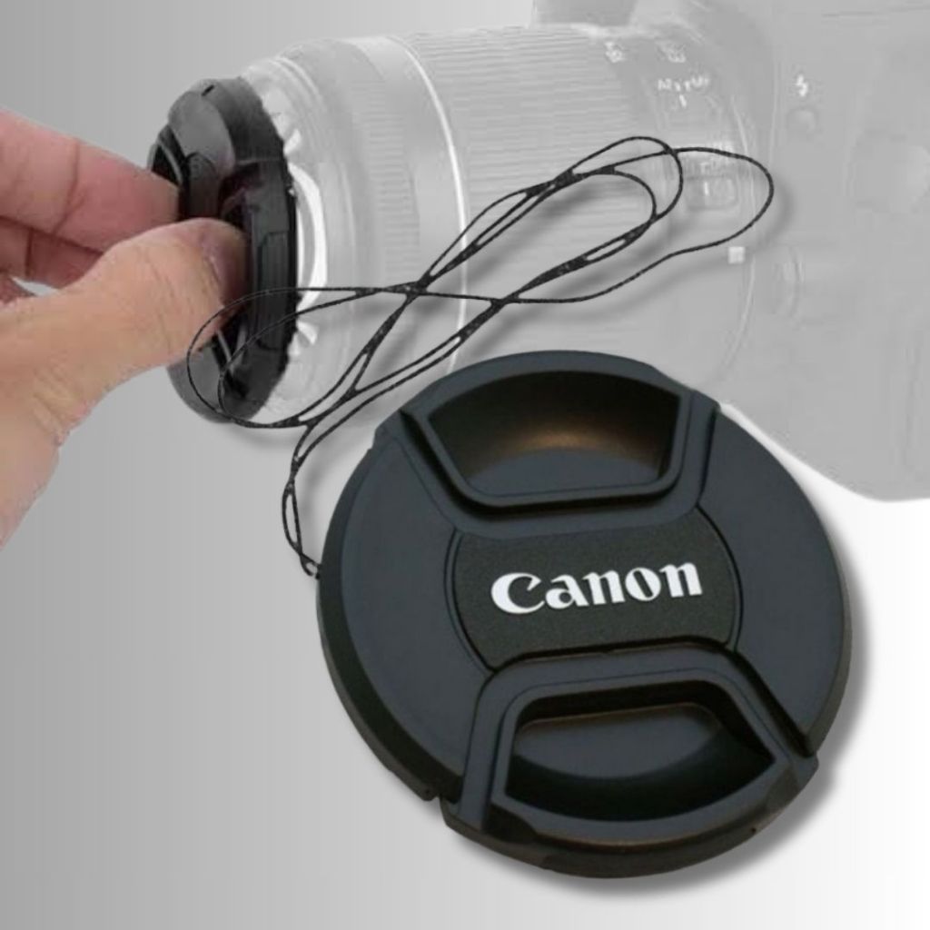 Tampinha Canon Frontal Lente Ø49mm Ø52mm Ø55mm Ø58mm Ø77mm – Tampa Câmeras Canon