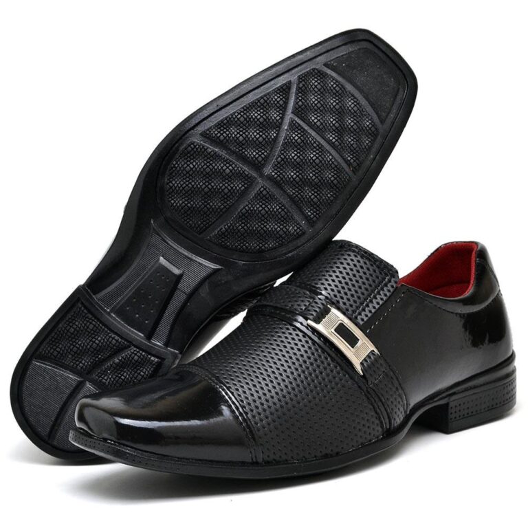 sapato social masculino preto verniz de fivela ele