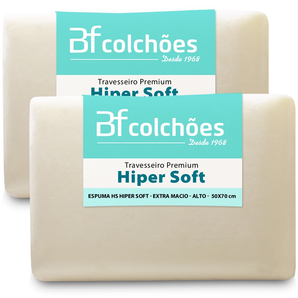 Kit 2 Travesseiros Ortopédico Espuma HiperSoft Macio 50×70 BF Colchões