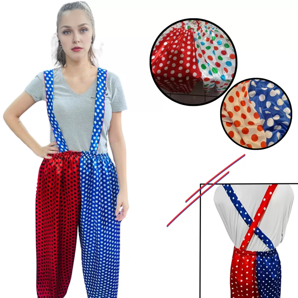 Roupa De Palhaço Infantil Adulto Suspensório Bolinhas