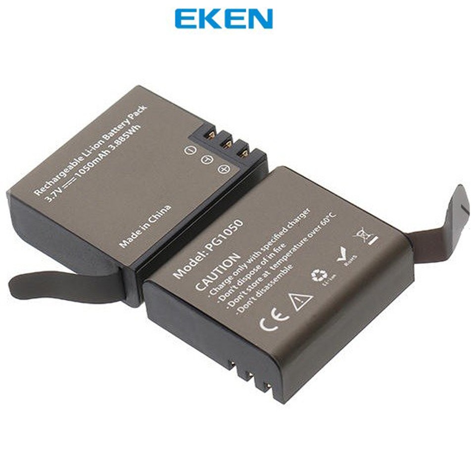 Kit 02 Bateria Eken Original PG1050 Li-Ion 3.7 v 1050mAh Extra para Câmera H9R H9RS H6S sjcam SJ4000