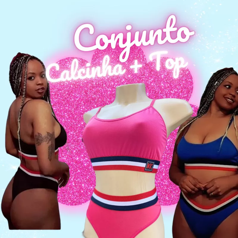 Conjunto Lingerie – Calcinha E Top – Microfibra – Sem Bojo – Feminino – Blogueirinha – Calcinha- Top