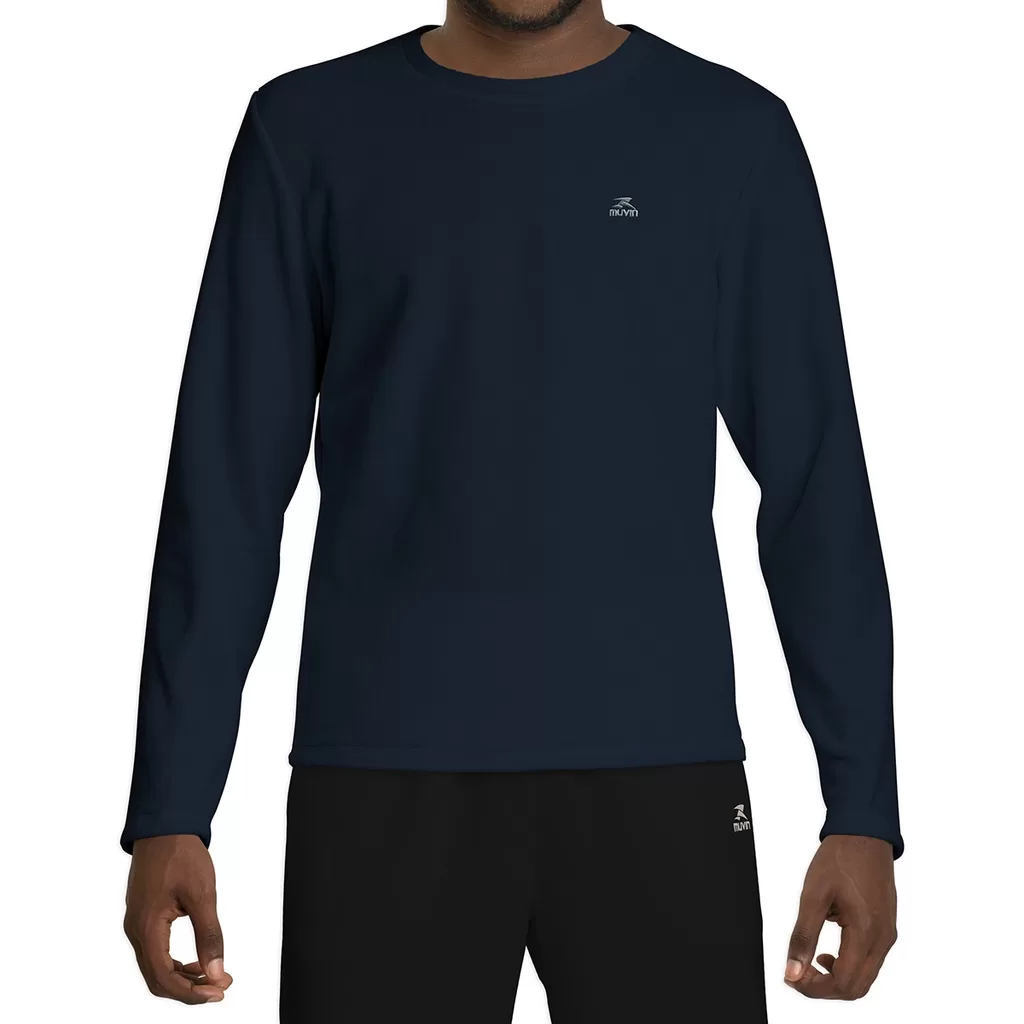 Blusa Fleece Solid Muvin Masculina para Frio Intenso, com Gola Careca e Proteção Solar UV50