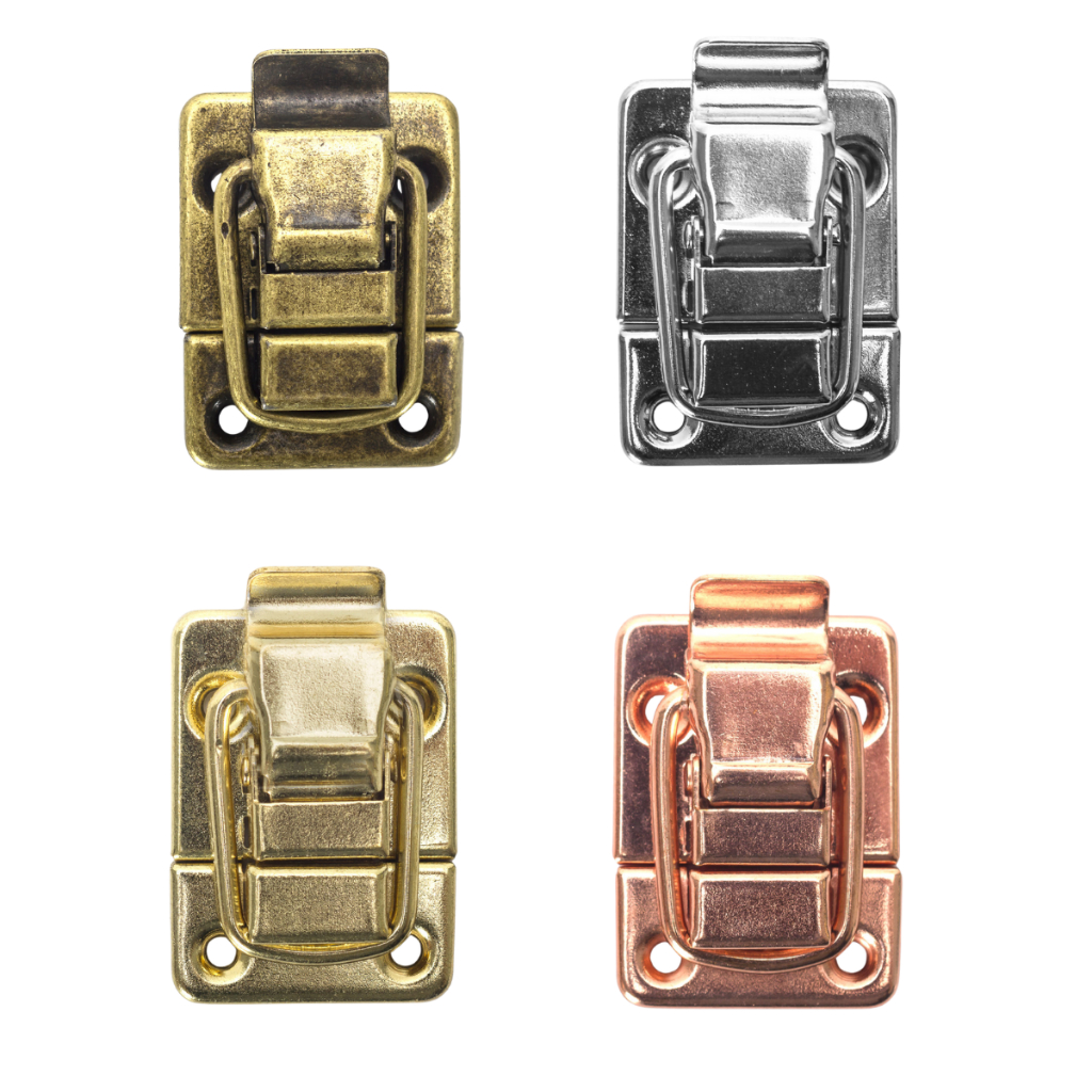 Kit 2 Fechos Para Mala Pequeno Metal Decoração Caixas Maleta Baú Artesanato Ferragens + Parafusos