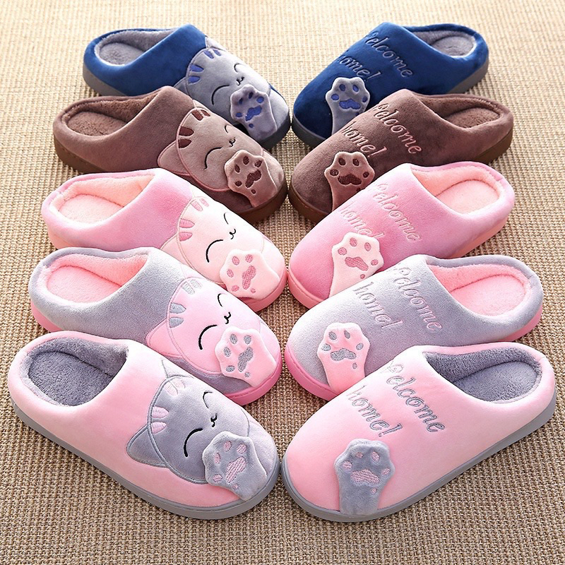Pantufa Chinelo Feminino V010 Sapato Gato Da Sorte De Inverno Antiderrapante Flexível Quente De Inve
