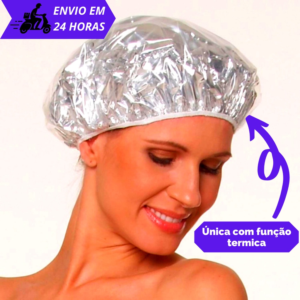 Touca metalizada térmica hidratação alisamento tintura descoloração permanente