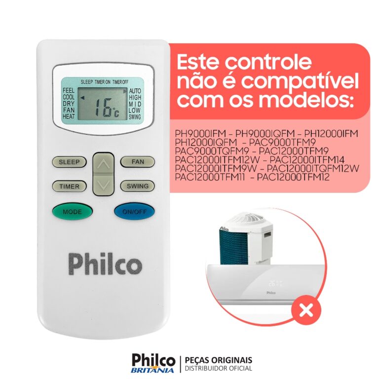 Controle Remoto Original Ar Condicionado Philco Sp