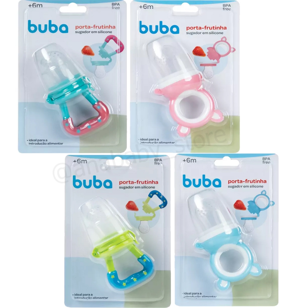 Porta Frutinha Alimentadora Silicone Azul Rosa Buba Menina Menino