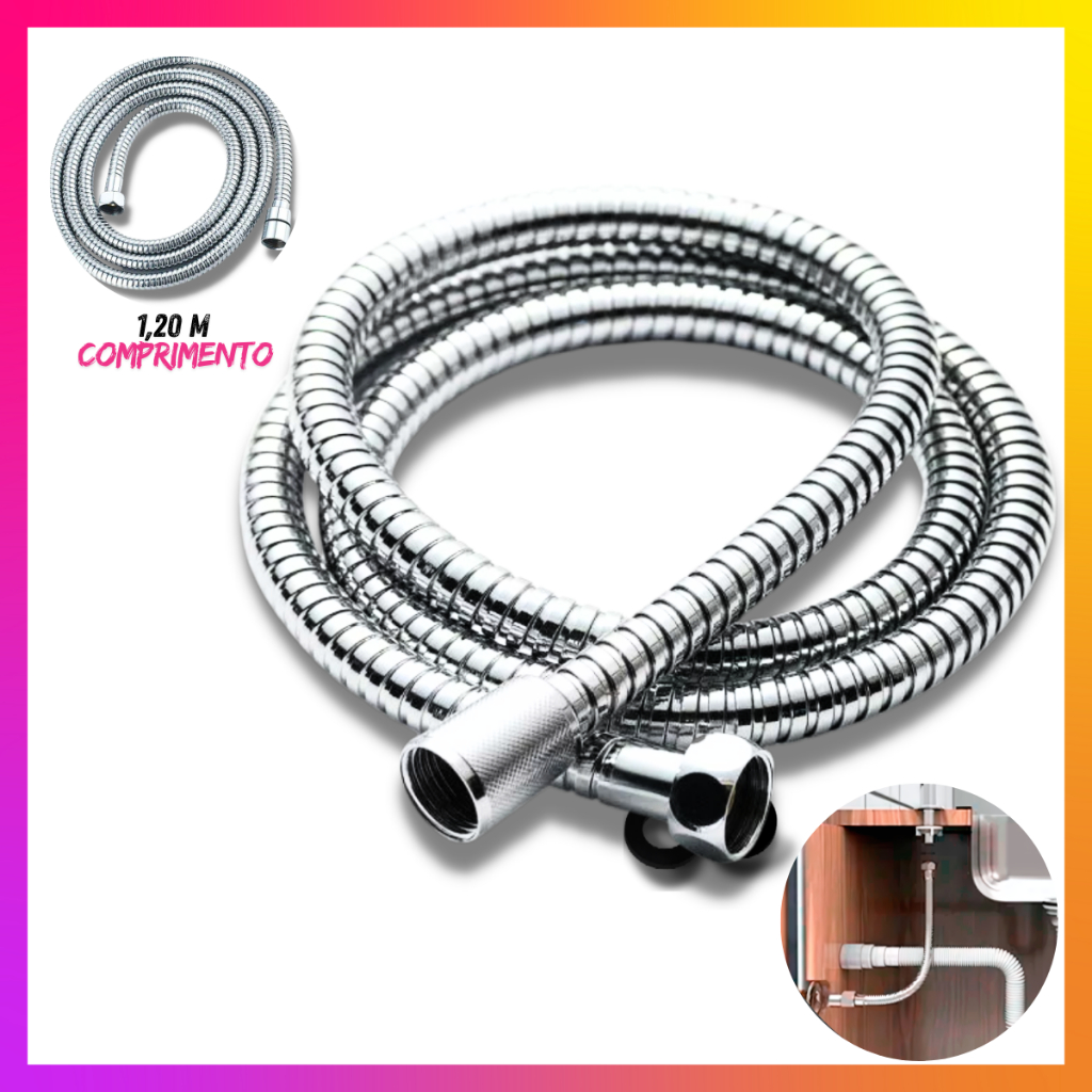 Mangueira Em Inox 1 metro e 20 centímetros Para Lavatório De Salão