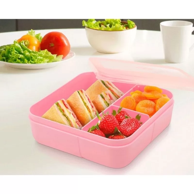 Pote Hermético Marmita 700 ml- 3 Divisórias – Rosa – Dup