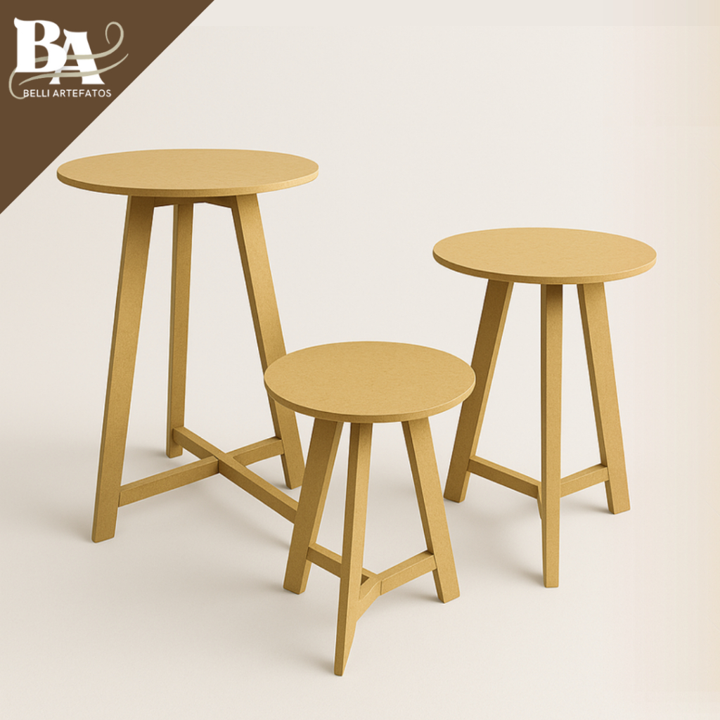 Trio de Mesa Redonda Refoçada e Moderna Deoração de Festa em aMdf 9mm NOVIDADES