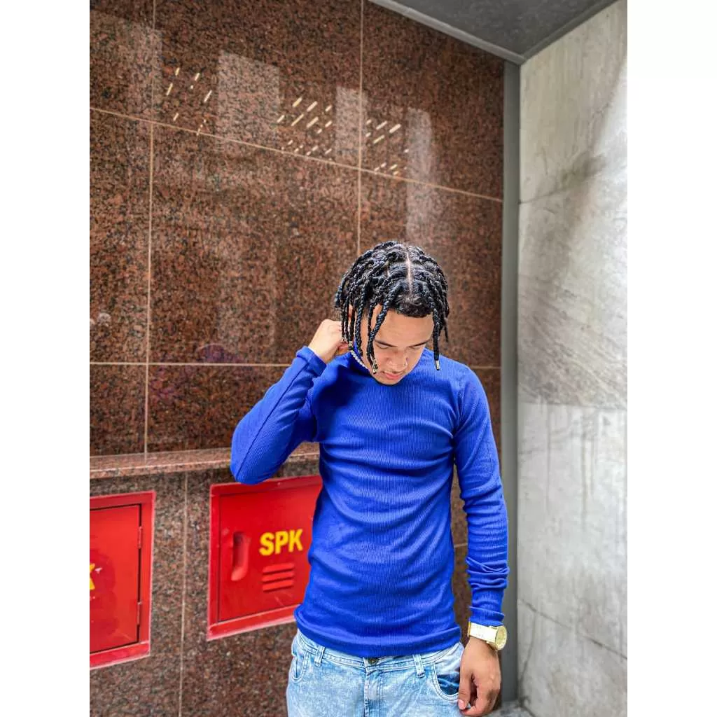 Cacharrel Unissex Canelada Algodão Gola Role Estilo Europeu