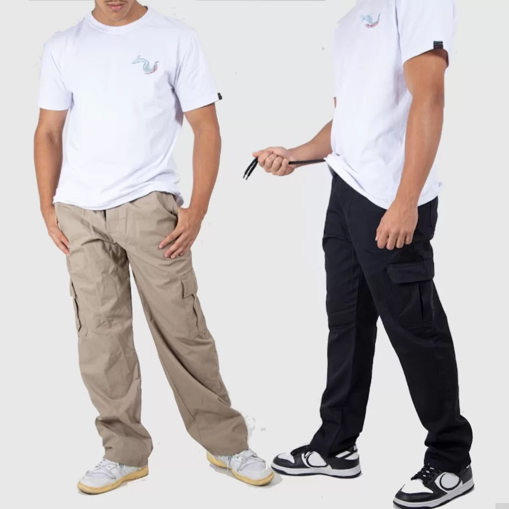 Kit 2 Calça Cargo Sarja Larga Masculina – Lançamento