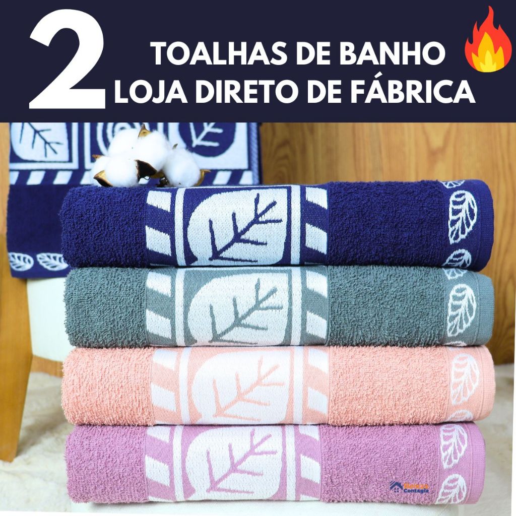 Kit c/2 Toalha de Banho Banhão Grande Felpuda 1,35x75cm  100% Algodão premium