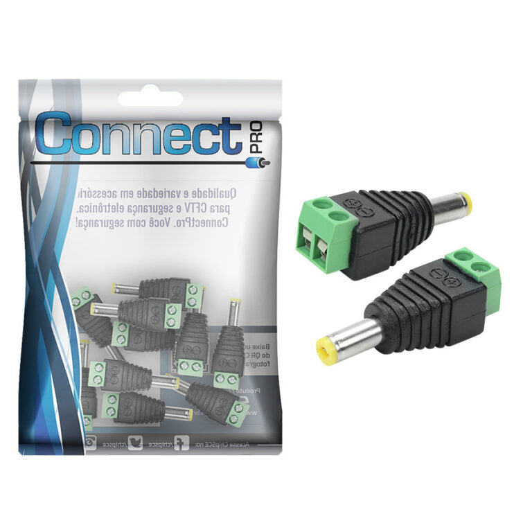 10X Conector Plug 2.1 Macho Com Borne P/ Cftv Câm