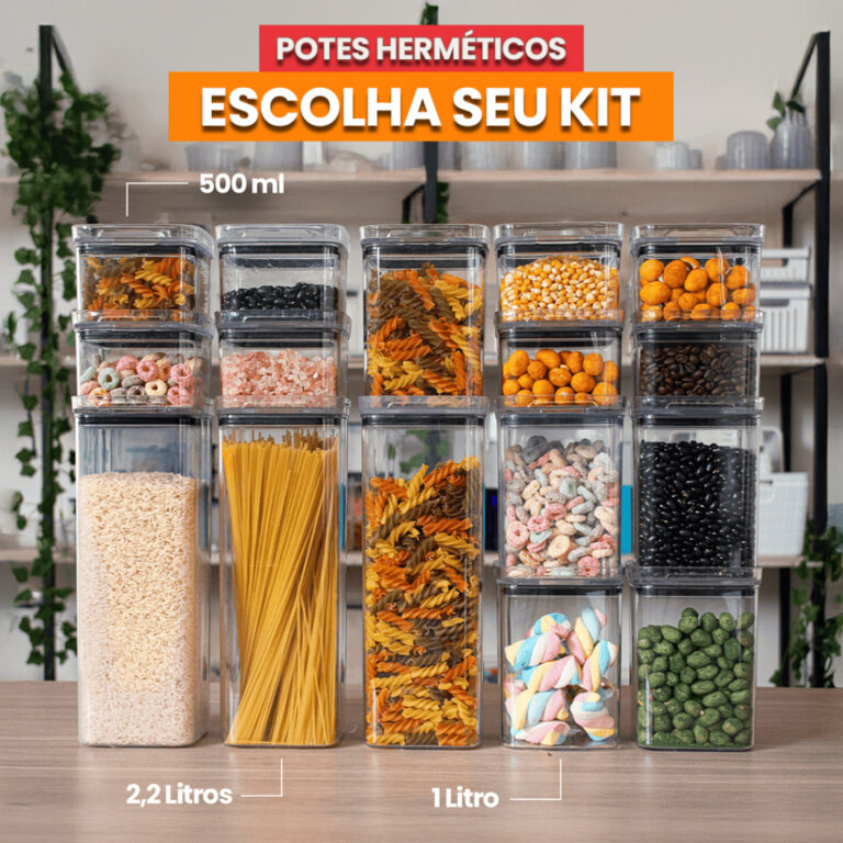 Kit Potes Herméticos Porta Mantimentos Acrílico 
