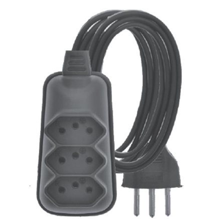 EXTENSÃO BABY TRIPLA 2P+P 3 MTS PRETO