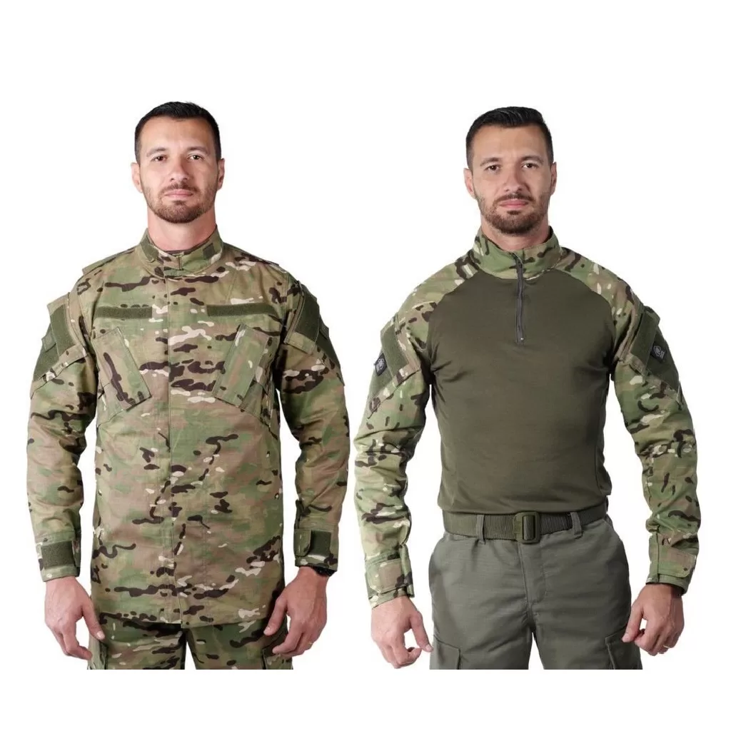 Kit Tático Combat Shirt + Gandola Masculina Militar Bolso Bélica Camuflado Multicam