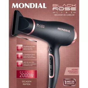 Poder e Brilho: Secador Mondial Black Rose 2000W para Cabelos de Salão