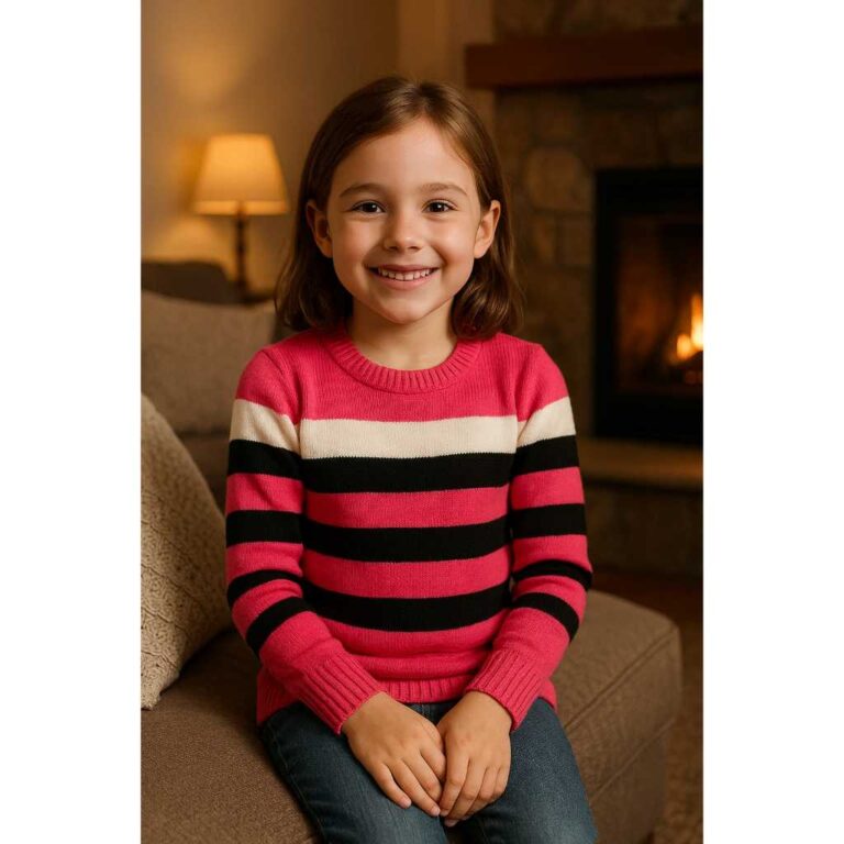 Blusa tricô de Lã Infantil Sueter Feminina  Tama