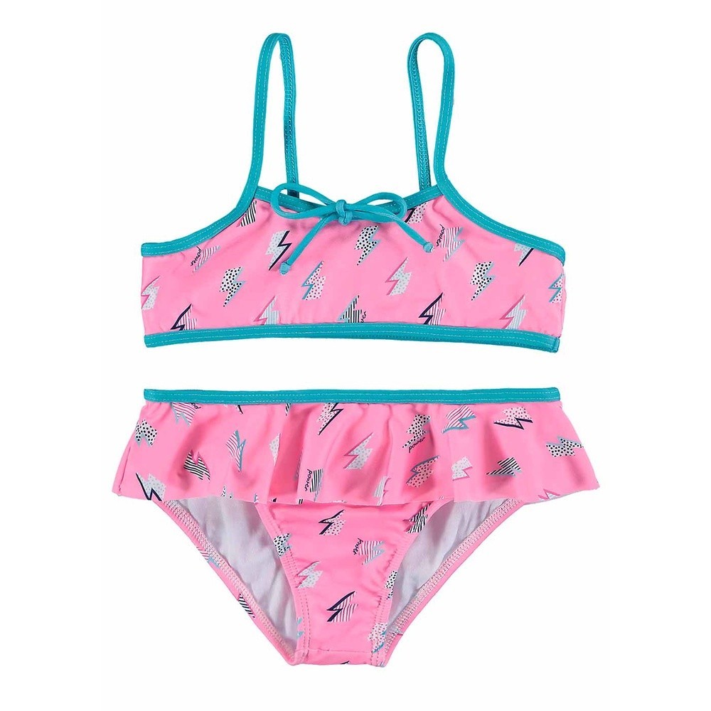 Biquini Infantil Menina  Proteção UV 50+ Estampada Rosa Raios Verão Malwee Presente de Natal