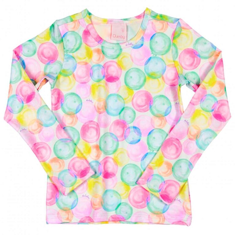 Blusa com Proteção UV Infantil Rosa Bolhas Quimb