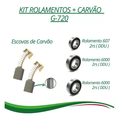 Escovas Carvão + rolamentos P/ Esmerilhadeira Bla