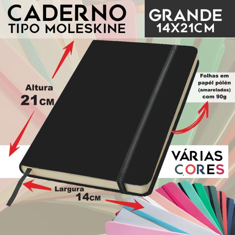 Caderno GRANDE sketchbook e com pauta tipo moleski