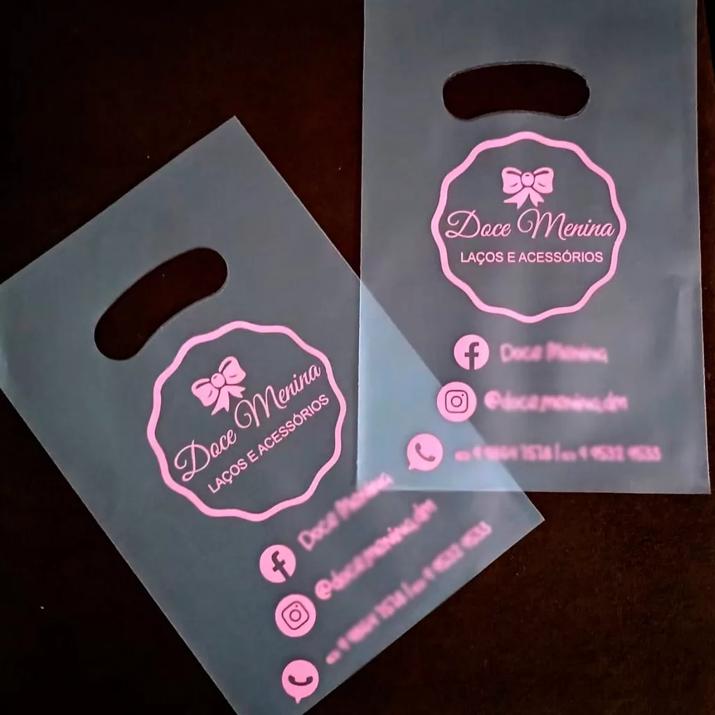 100un 30×40 + 100un 40×50 | Sacola Plástica Personalizada | Criamos sua arte grátis