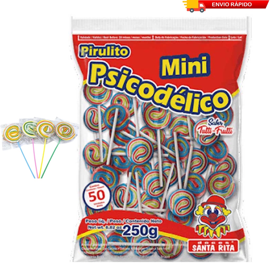 Pirulito Psicodélico mini sortido c/50 – Santa Rita