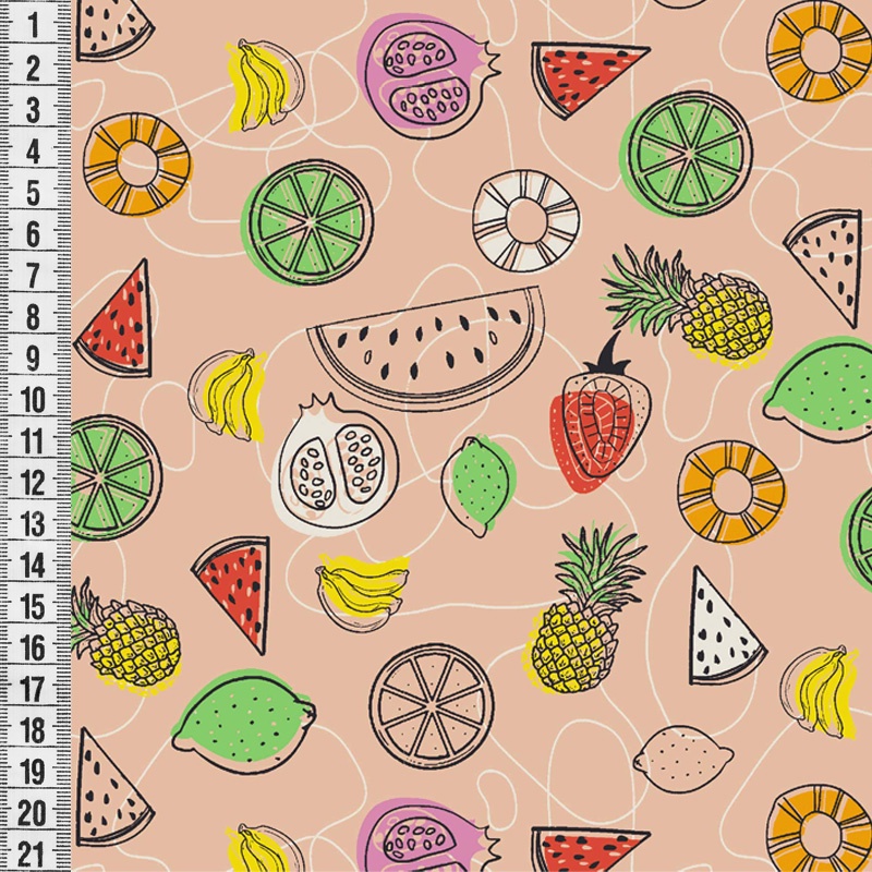 Tricoline Estampado Riscos Salmon – A Partir de 50cm